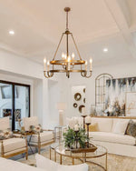 Vintage Voyager Chandelier – Industrial Brass Pendant Light for Modern Interiors