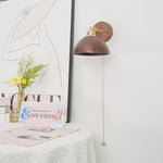 Rhett Wall Sconce with Pull Chain in Brass and Walnut