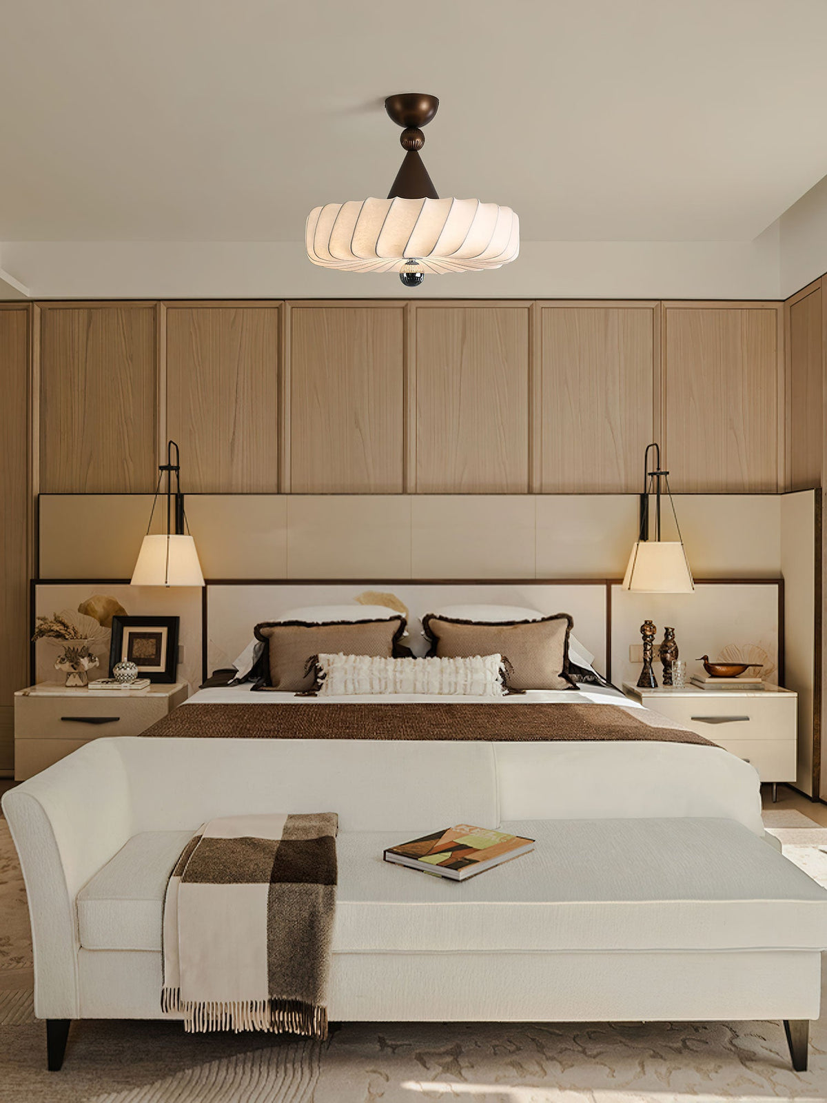 Virelle Spiral Ceiling Light in Bronze and Silk