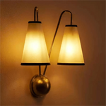Vireo Twin Wall Light – Modern Brass & Fabric Sconce for Bedroom, Living Room, Hallway