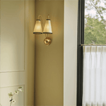 Vireo Twin Wall Light – Modern Brass & Fabric Sconce for Bedroom, Living Room, Hallway