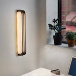Virex Layered Alabaster Wall Sconce in Black Metal
