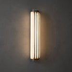 Virex Layered Alabaster Wall Sconce in Black Metal