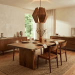 Virex Wood Pendant Light – Faceted Walnut Geometric Lantern