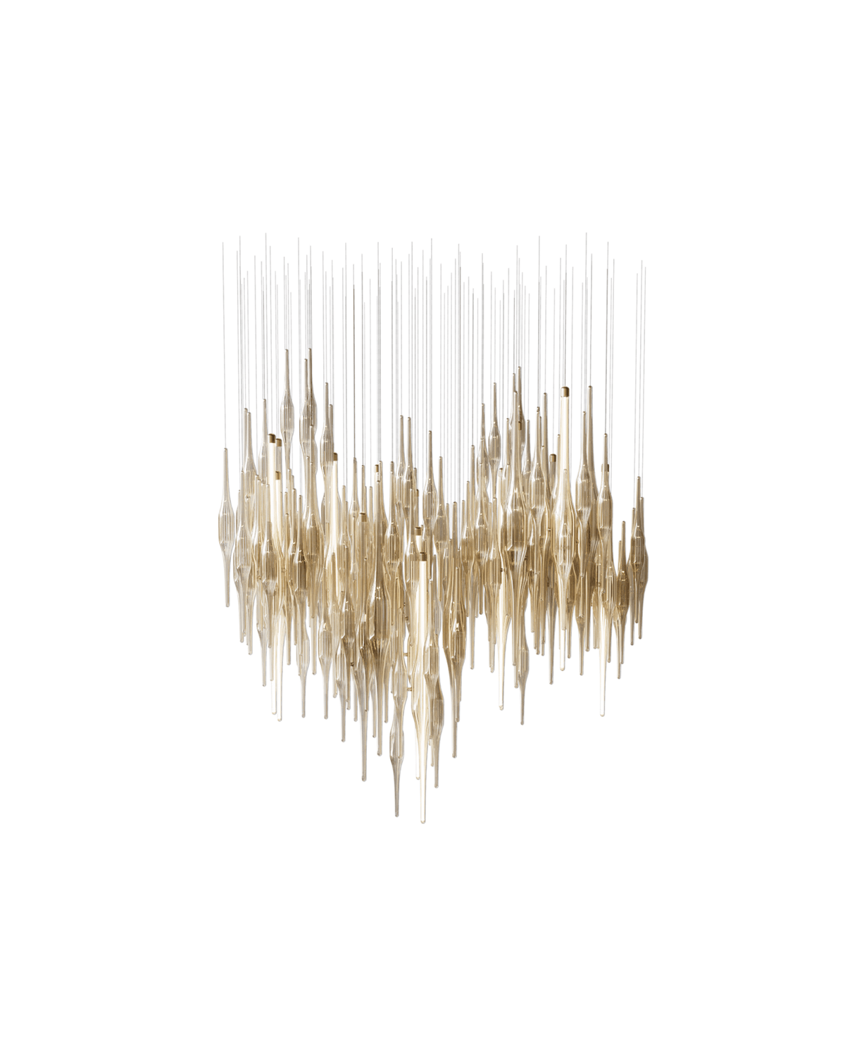 Vitara Glass Drop Chandelier — Amber Gothic LED Pendant