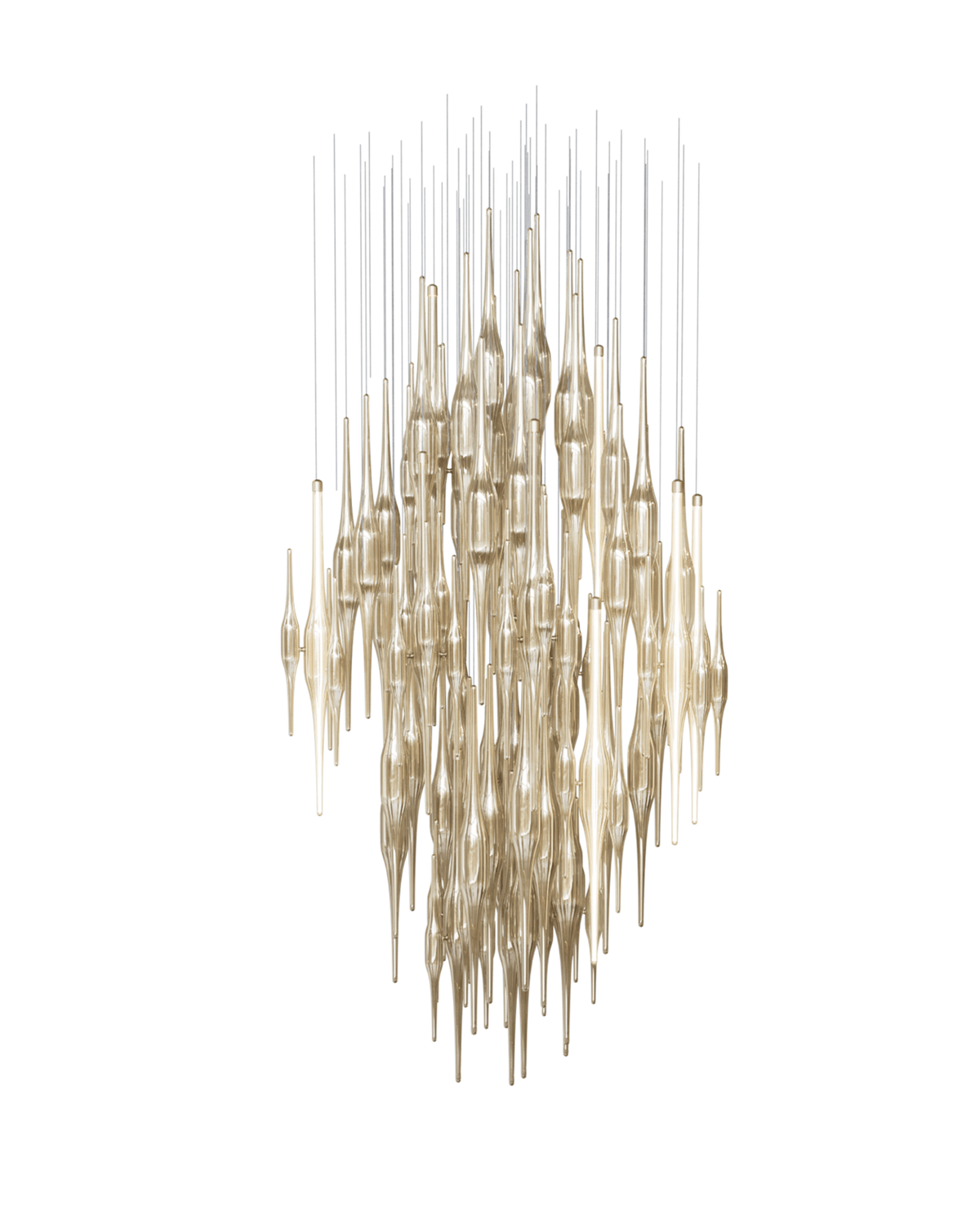 Vitara Glass Drop Chandelier — Amber Gothic LED Pendant