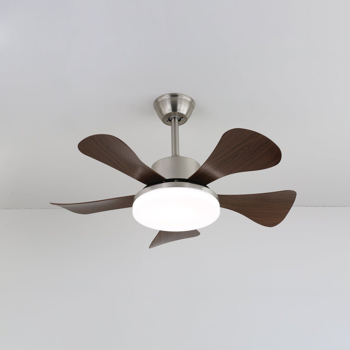 Vivian Ceiling Fan Light with LED Illumination and Walnut Wood Blades