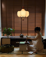 Vivienne Cloud Fabric Pendant Light with Walnut Wood Accents