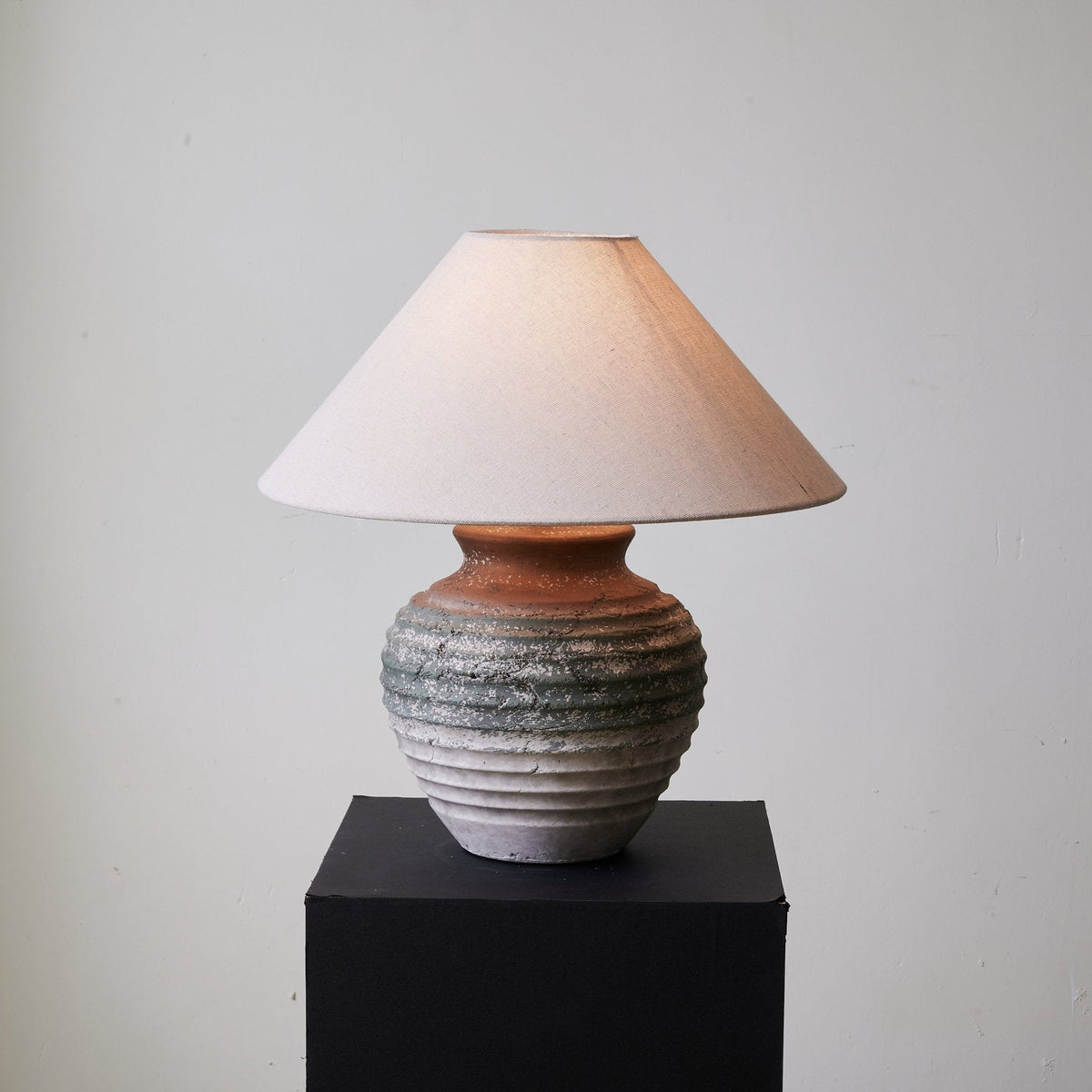 Volca Gradient Ceramic Table Lamp with Linen Shade