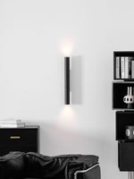 Volcanic Noir Wall Sconce – Black Travertine & Walnut Up-Down Light