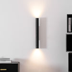Volcanic Noir Wall Sconce – Black Travertine & Walnut Up-Down Light