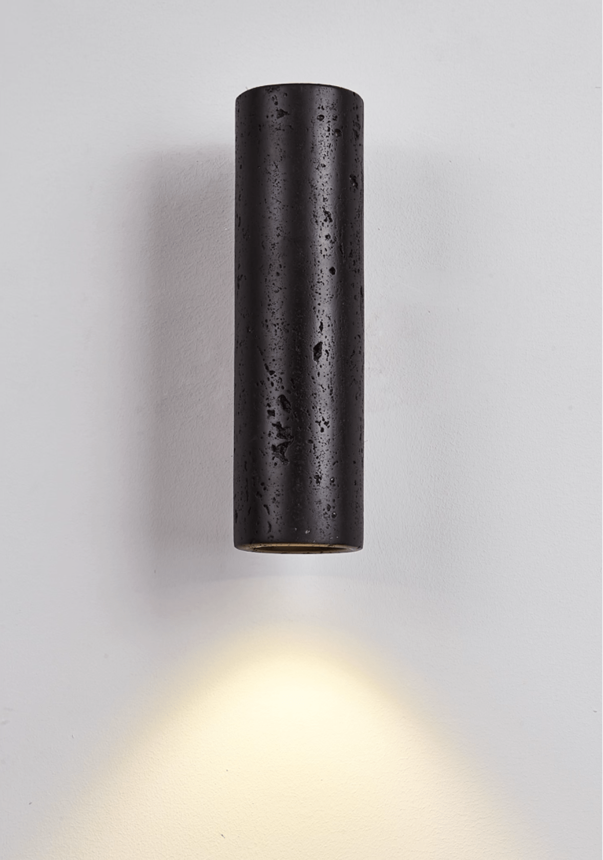 Volcanic Noir Wall Sconce – Black Travertine & Walnut Up-Down Light