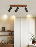 Walnut Wood and Black Travertine Ceiling Spot Light, 3 or 4 Light