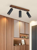 Walnut Wood and Black Travertine Ceiling Spot Light, 3 or 4 Light