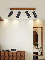 Walnut Wood and Black Travertine Ceiling Spot Light, 3 or 4 Light