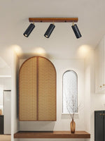 Walnut Wood and Black Travertine Ceiling Spot Light, 3 or 4 Light