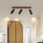 Walnut Wood and Black Travertine Ceiling Spot Light, 3 or 4 Light