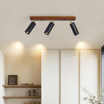 Walnut Wood and Black Travertine Ceiling Spot Light, 3 or 4 Light