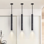 Volkan Black Travertine Tube Pendant Light – Modern Architectural Hanging Lamp