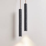 Volkan Black Travertine Tube Pendant Light – Modern Architectural Hanging Lamp