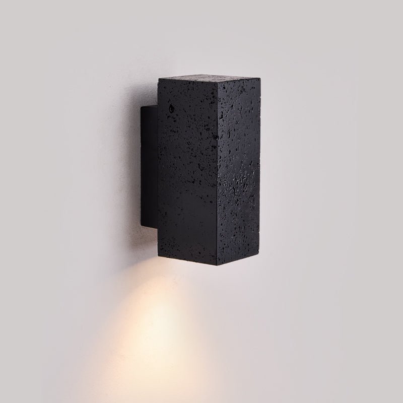 Volkris Black Travertine Wall Sconce — Modern Stone Architectural Lighting