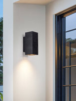 Volkris Black Travertine Wall Sconce — Modern Stone Architectural Lighting