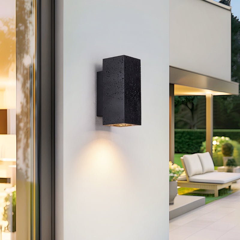 Volkris Black Travertine Wall Sconce — Modern Stone Architectural Lighting