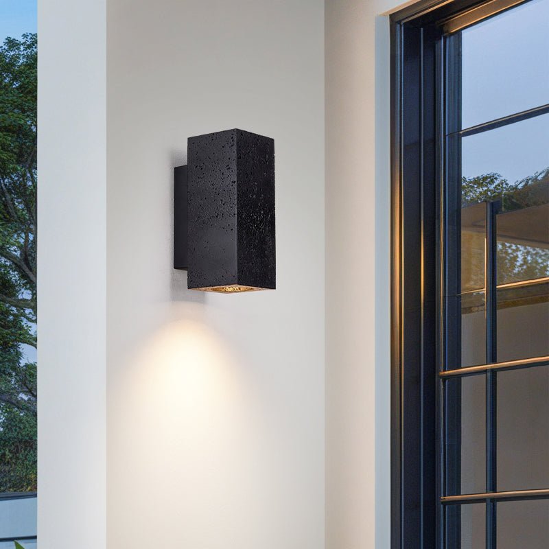 Volkris Black Travertine Wall Sconce — Modern Stone Architectural Lighting