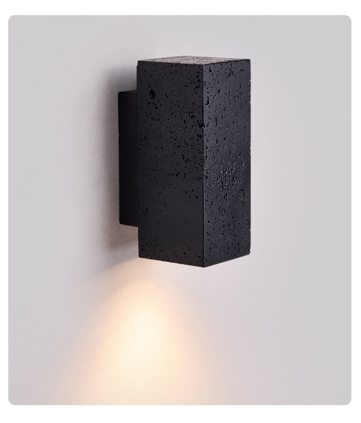 Volkris Black Travertine Wall Sconce — Modern Stone Architectural Lighting