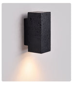 Volkris Black Travertine Wall Sconce — Modern Stone Architectural Lighting
