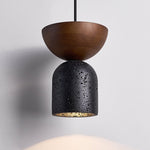 Volterra Echo Pendant Light in Black Travertine and Walnut
