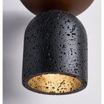 Volterra Echo Pendant Light in Black Travertine and Walnut