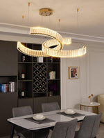 Vortex Crystal Chandelier in Gold Finish for Modern Interiors