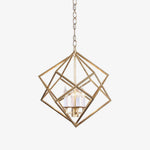 Voss Brass Geometric Pendant Light – Modern Cube Chandelier