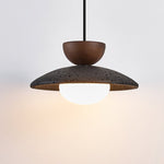 Vulca Dome Pendant Light in Black Travertine and Walnut