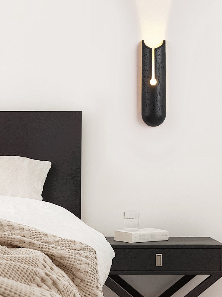Vulca Split Stone Wall Sconce in Black Travertine