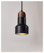 Vulcan Stone Pendant Light – Hand-Carved Travertine & Walnut