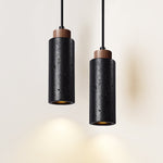 Vulcan Mini Pendant Light in Black Travertine and Walnut