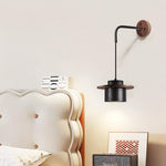 Vulna Wall Sconce in Black Travertine with Walnut Accent