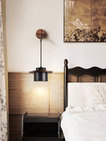 Vulna Wall Sconce in Black Travertine with Walnut Accent