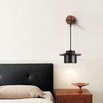 Vulna Wall Sconce in Black Travertine with Walnut Accent