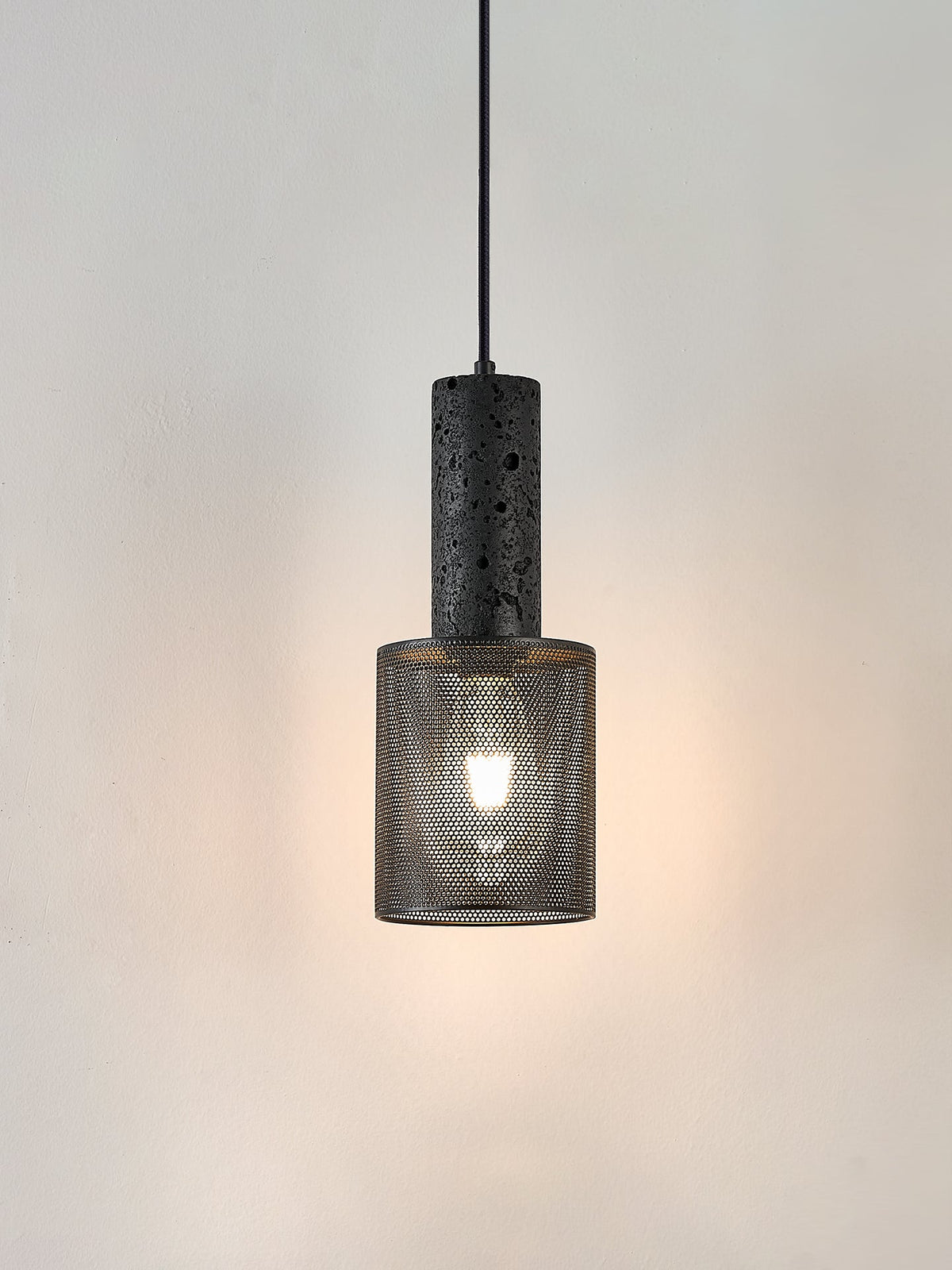 Vultex Mesh Pendant Light in Black Travertine and Metal