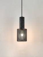 Vultex Mesh Pendant Light in Black Travertine and Metal