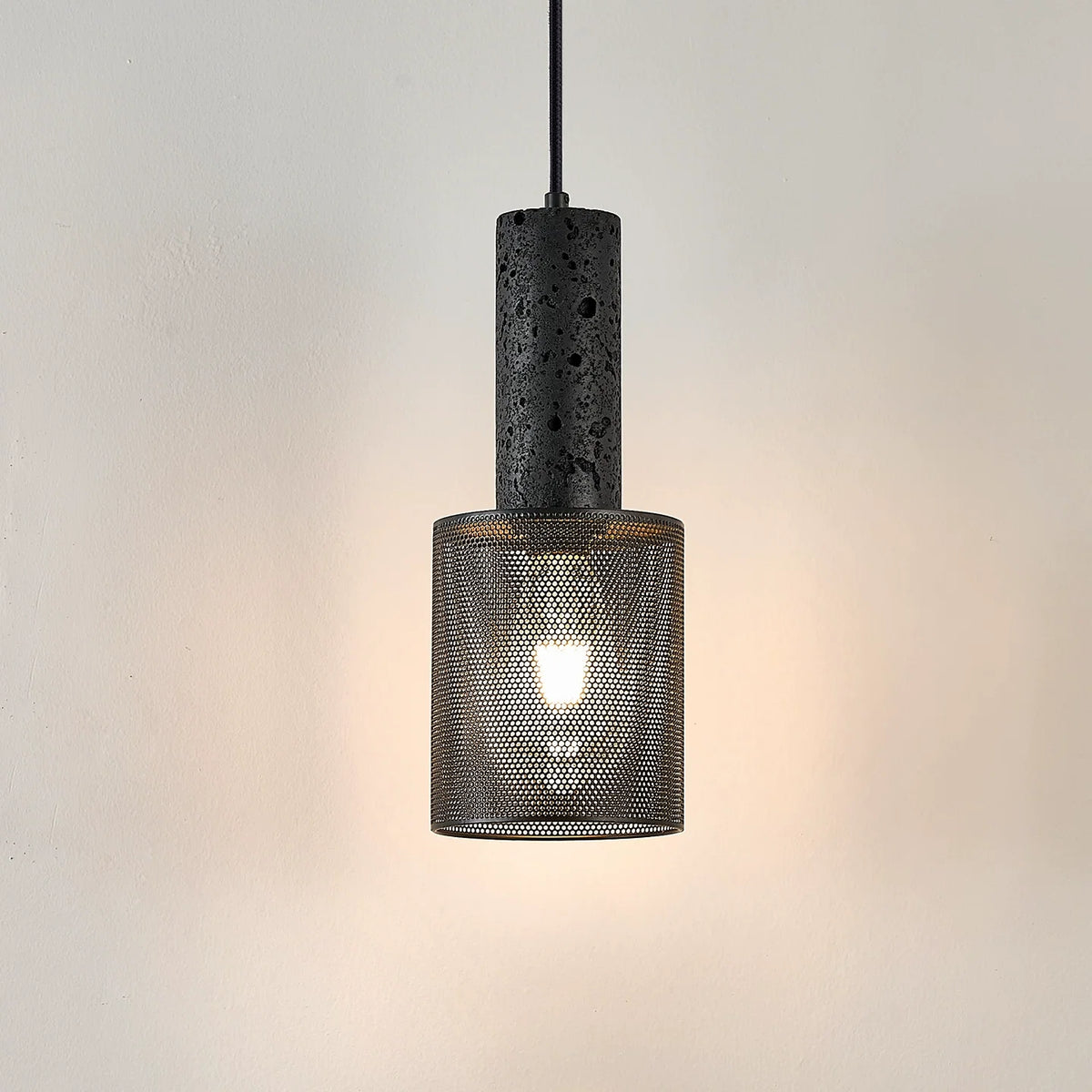 Vultex Mesh Pendant Light in Black Travertine and Metal