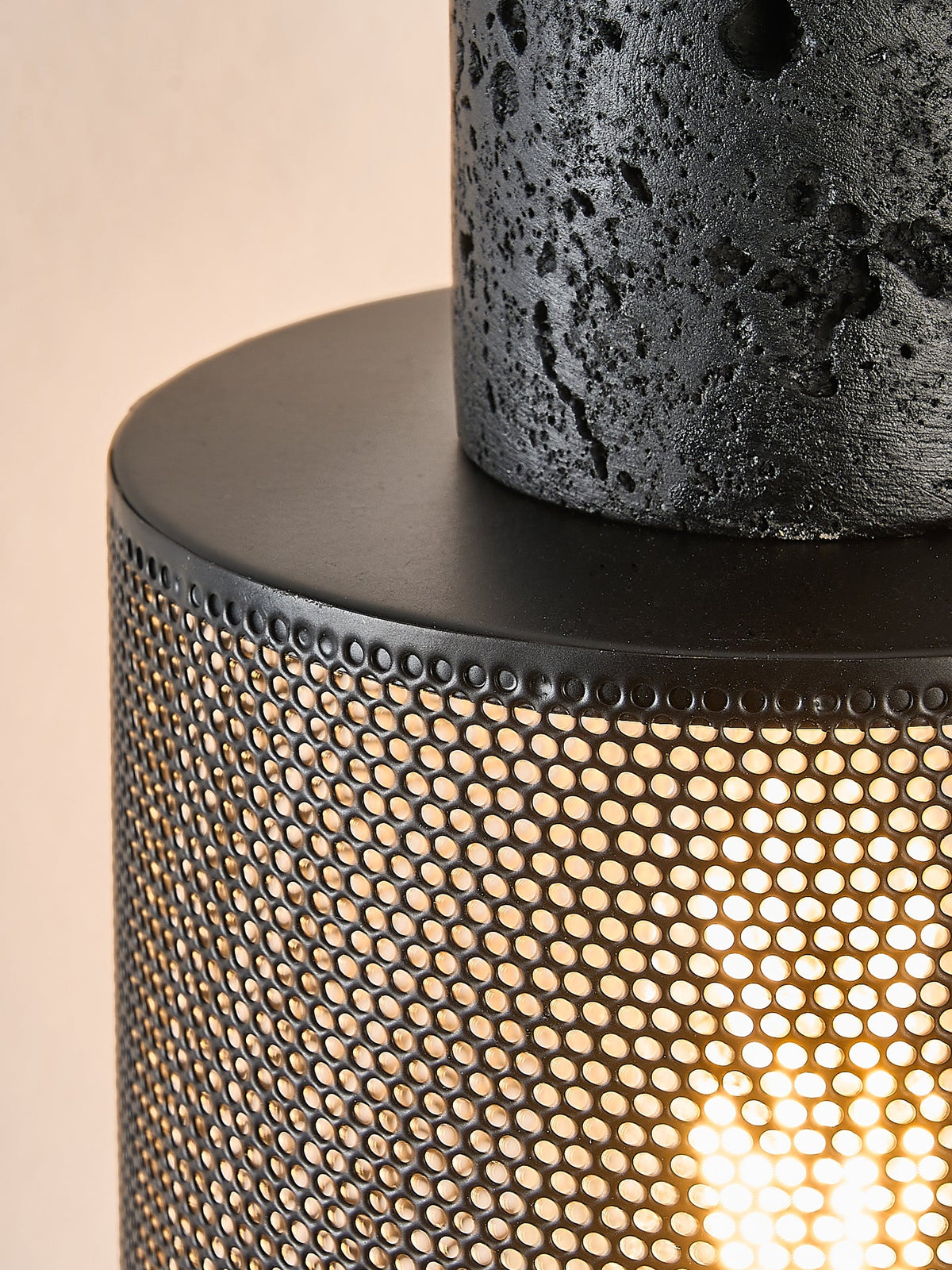 Vultex Mesh Pendant Light in Black Travertine and Metal