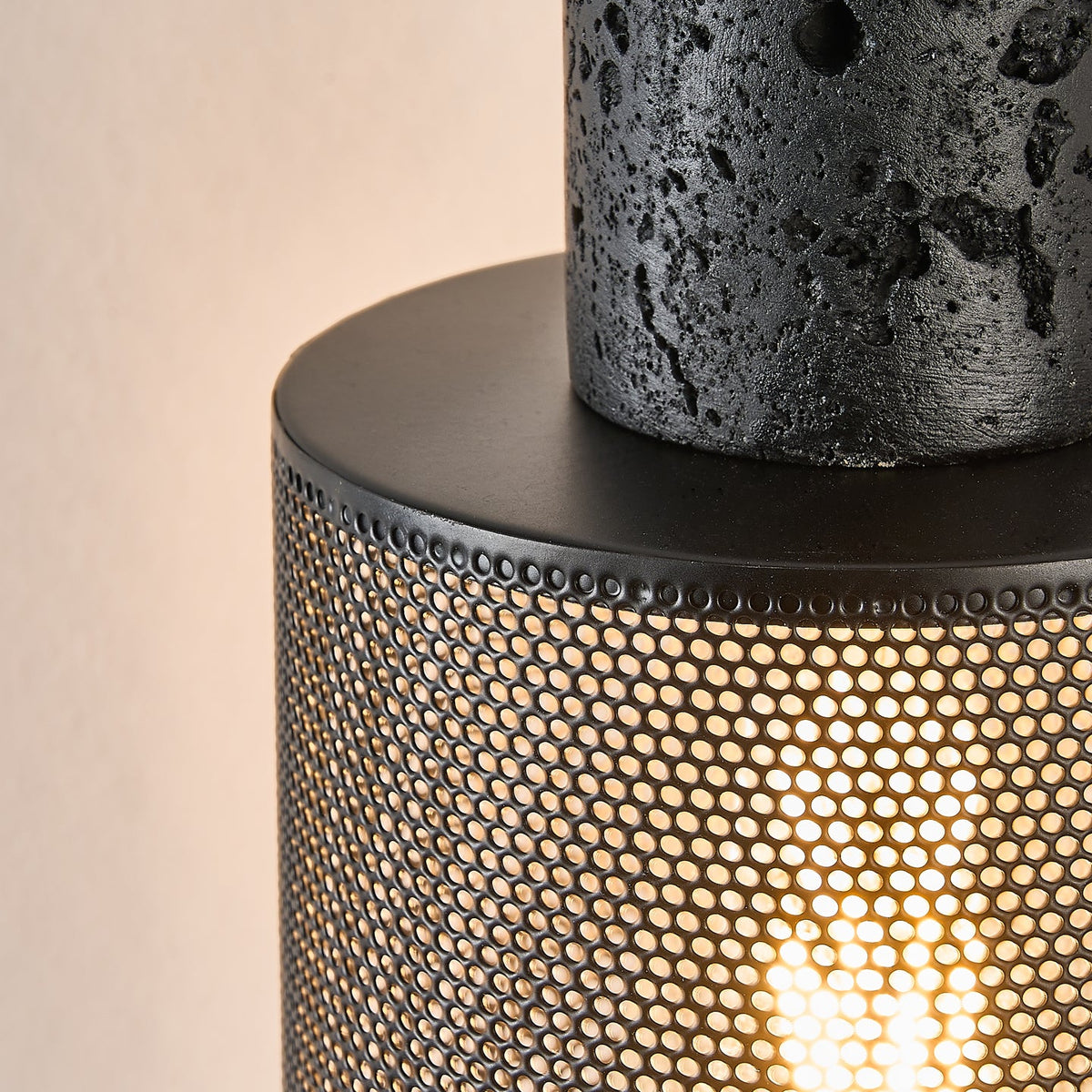 Vultex Mesh Pendant Light in Black Travertine and Metal
