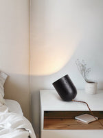 Vultrion Sculptural Black Travertine Table Lamp with Gold Leaf Interior