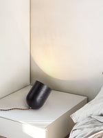 Vultrion Sculptural Black Travertine Table Lamp with Gold Leaf Interior