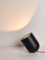 Vultrion Sculptural Black Travertine Table Lamp with Gold Leaf Interior