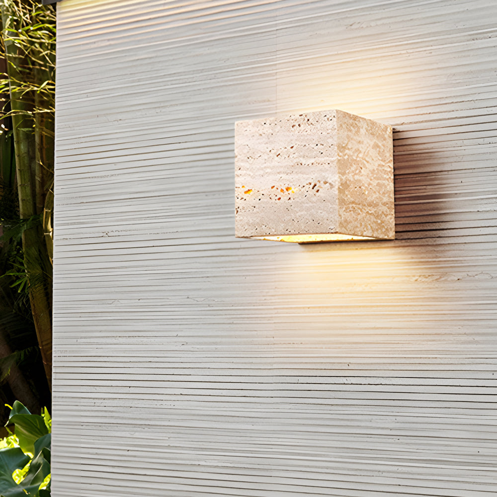 Wabi Sabi Yellow Travertine Led Wall Sconce Square Rectangle